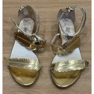 Oscar de La Renta Golden Leaf Sandals Women’s Size 38